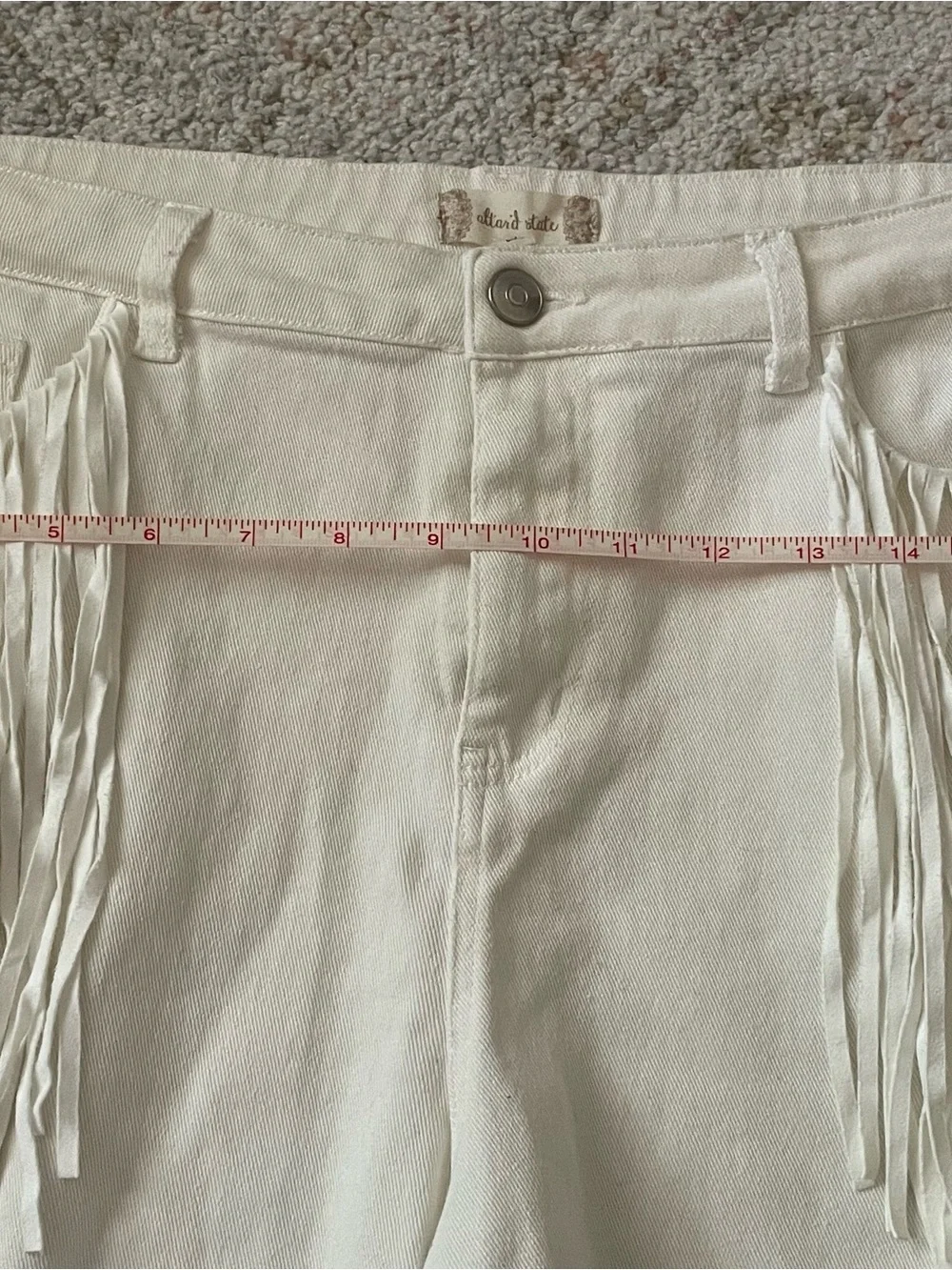 Altar'd State Western Fringe High Waisted Jean Shorts Size L - Festival Wear